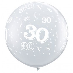 Ballon Chiffre 30 ans D.90cm Noir ou Orange - Fête la déco